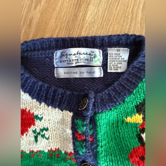 Hand Knit Christmas Sweater 3X Signatures by Northern Isles II - Picture 8 of 9